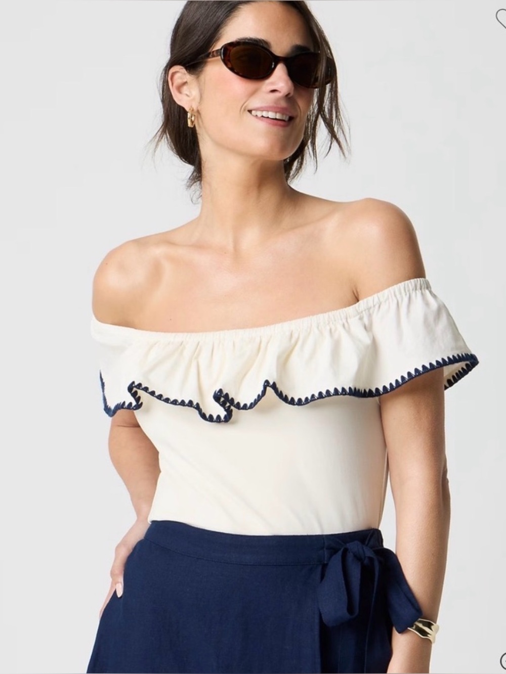 J. Crew Blanket Stitch Off the Shoulder Top